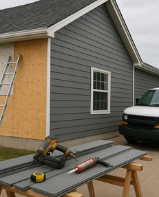 pittsburgh home with siding being installed on it